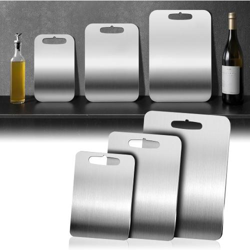 3 PCS 304 Stainless Steel Cutting Board For Kitchen, Meat Cutting Board, Edge Smoothing, Food Grade Stainless Steel, Easy To Clean, Kitchen Tool(S M L)