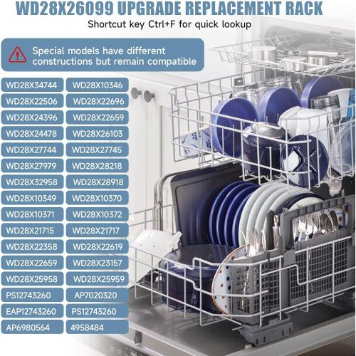 WD28X26099 WD28X34744 Dishwasher Lower Rack Compatible with GE Dishwashers - Replaces WD28X24396,WD28X22659,WD28X28918. Fits Models GDF510PSR3SS, GDF510PSM0SS, GDF510PSMOSS, GDF535PSR0SS, GDF510PSR6SS