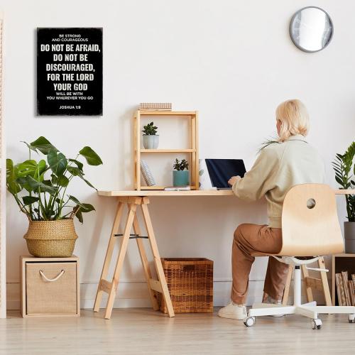 Be Strong and Courageous Joshua 1:9 Bible Verse Canvas Wall Art - Christian Scripture Inspirational Wall Decor for Prayer Room, Faith-Based Home Decor, Religious Gift for Women,christians,pastor,Motivational Spiritual wall decor for Living Room,bedroom de
