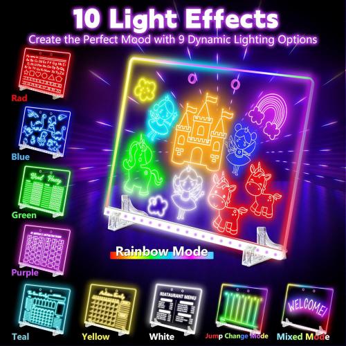 16 Led Drawing Board for Kids with 18 Tracing Stencils - Light up Led Note Board, 2026 Birthday Gifts for Boys Girls Ages 5 6 7 8 9 10 12  Year Old, Magic Glow Art Toys for 6 7 8 9 10 Year Old, 39PCS