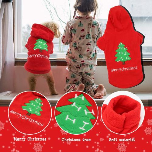 HYLYUN Puppy Christmas Outfit 2 Packs - Small Dog Christmas Outfits Pet Santa Claus Suit Dog Hoodies for Small Dogs and Cats L