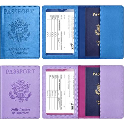 Eoehro 2Pack Passport Holder Wallet Cover Case, Travel Essentials for Women and Men