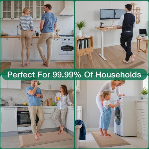 LUMI Anti Fatigue Cushioned Comfort Mats for Standing, 3/4 Thick Ergonomic Mats for Desk Office, Non-Slip, Ultra Soft, Memory Foam Rugs for Home, Kitchen, Laundry, 20x32, Beige