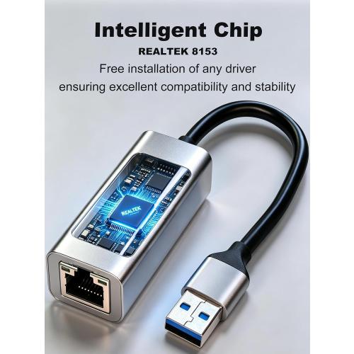 USB A to ethernet Adapter，USB 3.0 Gigabit to ethernet Adapter Compatibility 100/1000MBPS,Compatible with Windows, Mac OS, Linux, PC, Laptops, and More