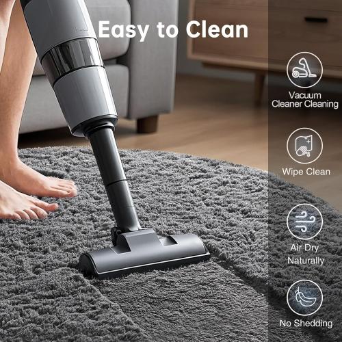 Ophanie Round Rug Medium Grey Circle Area Rugs, Fluffy Fuzzy Bedroom Carpet  Plush Shag Indoor Floor Gray Living Room Christmas Circular Aesthetic Decor for Kids Teen Boys Baby,Nursery, Classroom