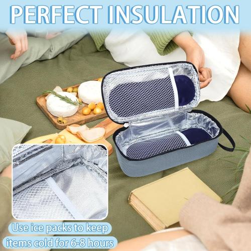 Breastmilk Cooler Bag with Ice Pack, Portable Insulated Breast Milk Storage Cooler Bag, Small Stylish Breastmilk Storage Bag Cooler with Wrist Strap (Grey)