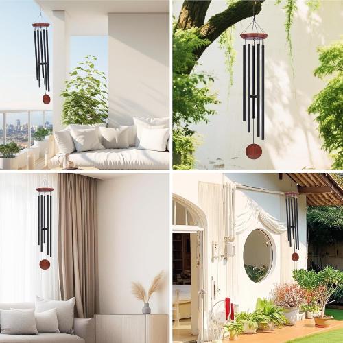 Toodour 60 Extra Large Memorial Wind Chimes for Outside, Deep Tone Wind Chimes with 6 Heavy Tubes, Unique Sympathy Wind Chime for Outdoor Garden Patio Yard Lawn - Brown