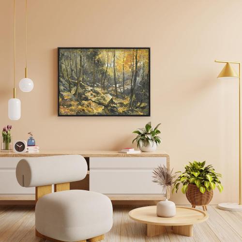 Akfado Canvas Frame for 30x40 Coastal Beachy Paintings, 1.5 Deep DIY Metal Floater Frames for Abstract Wall Art Prints, Ocean Wall Decor for Bedroom Hallway Entryway, No Glass & Back (Dark Brown)