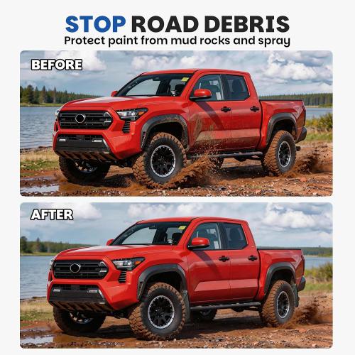 Upgraded Wide Mud Flaps Compatible with 2024-2026 Toyota Tacoma, Heavy-Duty Front & Rear Splash Guards, Custom-Fit Mudguards for Pickup Truck, Durable Fender Liners, No-Drill Installation Kit(4 PCS)