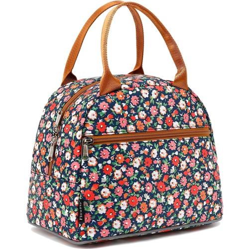 FlowFly Insulated Lunch Cooler Bag - Tote Bag Organizer for Women/Men, Floral#Red