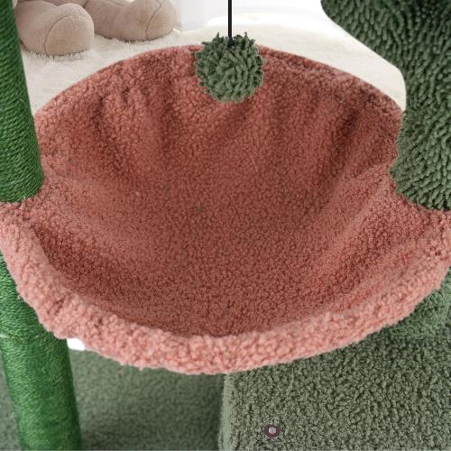 37.4 Cactus Cat Tree Tower with Twin Cat Condos for Indoor Cats, All-in-One Activity Center with Cat Scratching Post Cozy Sleeping Perch Hammock and Toy Balls,Green …