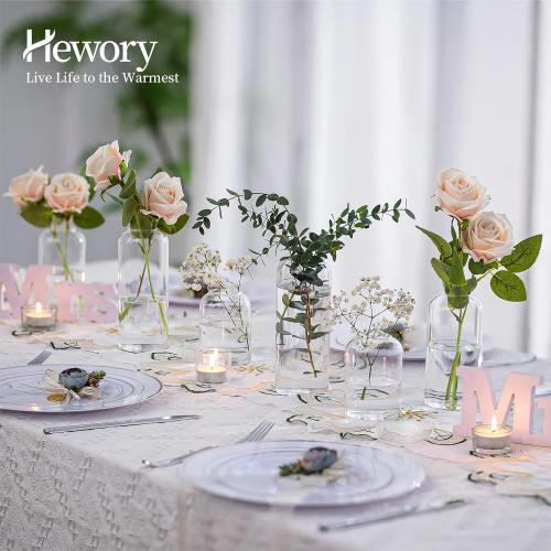 Glass Bud Vases for Flowers - Hewory Blown Modern Small Glass Vases for Centerpieces Set of 12, Mini Clear Bulk Flower Vases for Wedding Party Events Home Decor Floral Arrangement (Not Include Flower)