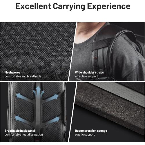 PGYTECH OneMo Lite Camera Backpack 22L for DJI, Sony, Canon, Nikon, OSMO Action/Pocket, DSLR/SLR Mirrorless, Camera Tripod Photographer Bag Gift, Camera Pack Black, Weekend Bag