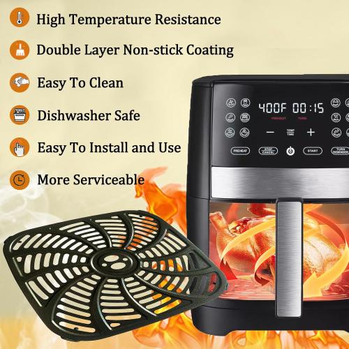 Square Air Fryer Crisper Plate for 8QT Gourmia GAF826 Air Fryers, Premium Nonstick Air Fryer Grill Plate Pan Rack Tray Insert Grate Grid Shelf for Gourmia 8QT Air Fryers, Dishwasher Safe