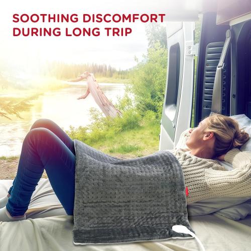 Comfytemp 12V/24V Car Electric Blanket for Back Soothing 17 x 33, 4 Heat Settings, 11 Auto-Off, Portable Mini Travel Blanket for Shoulders Neck Hip, Truck, SUV, Washable for Driver Men Women Winter