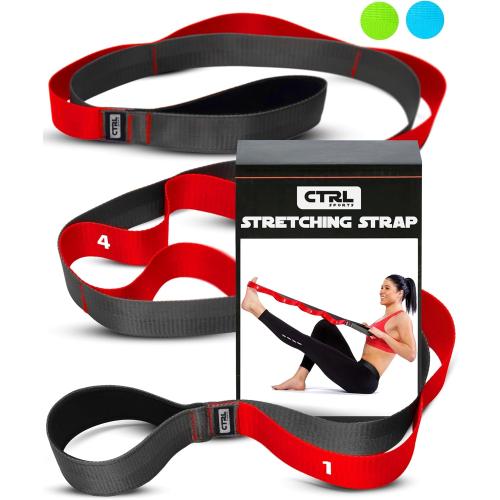 Stretching Strap with Loops - Non Elastic Stretch Band for Physical Therapy, Yoga Strap for Stretching Equipment, Stretch Bands for Exercise and Flexibility - Fascia, Hamstring & Leg Stretcher Belt