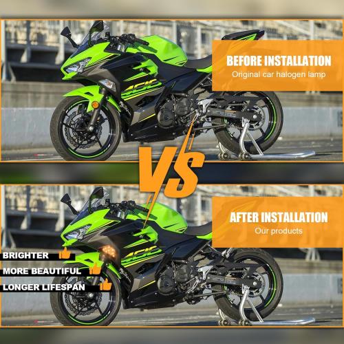 GearUp LED Front Turn you for KAWASAKI NINJA 400 2018-2023,for NINJA 300 2013-2017,for NINJA 650 2012-2023 Amber Turn Signal White Daytime Running Lights