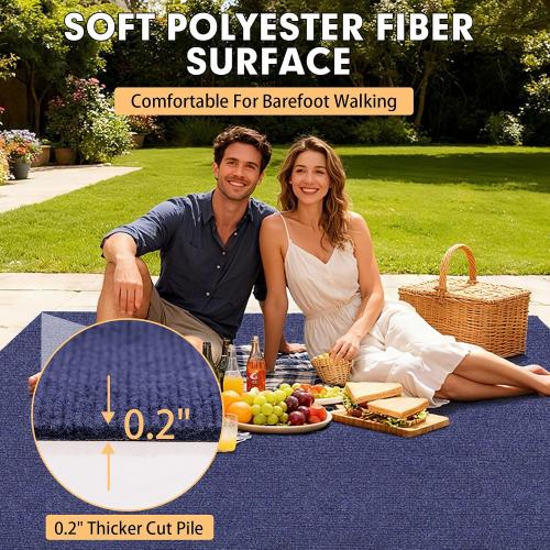 Grefinity Marine Carpet,5 FT x 10 FT Deep Blue Indoor Outdoor Carpet 0.2 Thick Boat Rug with Water-Proof TPE Backing for Home, Patio, Porch, Deck
