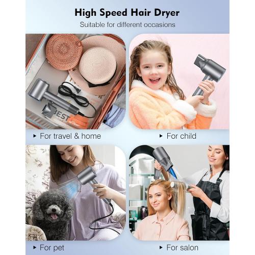 Hair Dryer, 160000 RPM High Speed 200 Million Ionic Blow Dryer, Professional Hair Blow Dryer with Diffuser and Nozzle for Home, Travel & Salon Use, 120V
