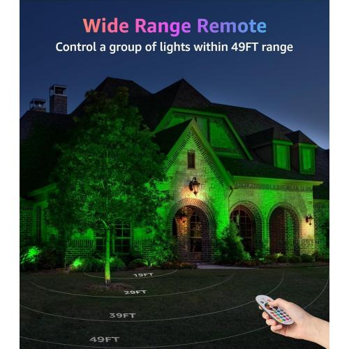 SUNVIE RGBW Outdoor Spotlight 12W LED Landscape Spotlights 120V Color Changing Spotlight Outdoor with Remote Control Waterproof LED Spot Lights Landscape Lights for Yard Patio Garden Lawn, 1 Pack