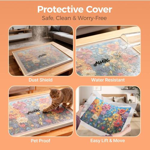 ALL4JIG 1500 Pieces Rotating Puzzle Board with 6 Drawers and Cover,24.92x33.58Portable Wooden Jigsaw Puzzle Table for Adults,Lazy Susan Spinning Puzzle Boards Birthday Gift for mom