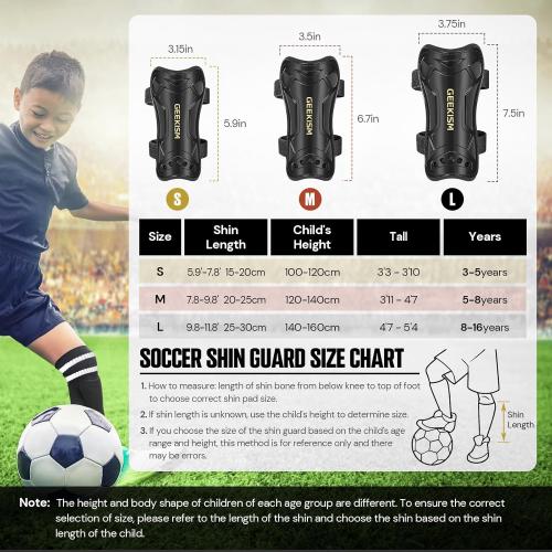 Soccer Shin Guards for Youth Kids Toddler, Protective Soccer Shin Pads & Sleeves Equipment - Football Gear for 3 5 4-6 7-9 10-12 Years Old Children Teens Boys Girls
