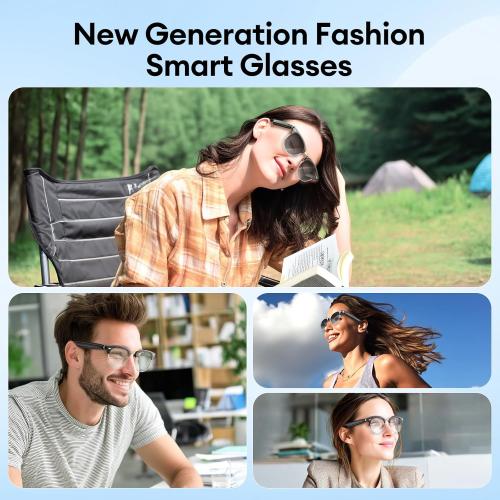Smart Glasses, Photochromic Lenses Bluetooth Glasses, Blue Light Blocking, Open-Ear Speakers, Ligthweight Design Photochromic Sunglasses for Men and Women, Gold UF-C8 Ultra (No translation function)