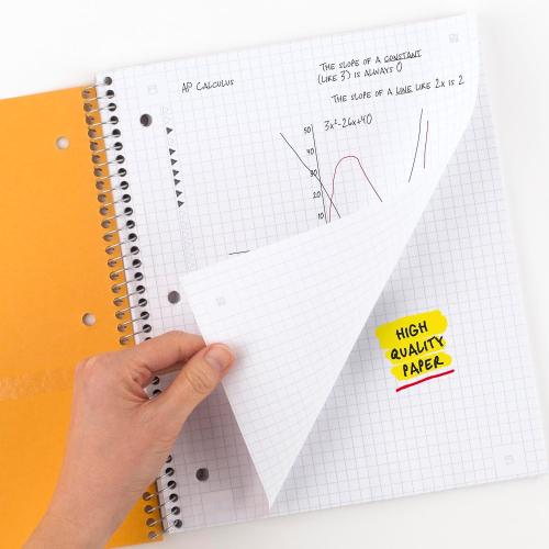 Size 8-1/2x11 100 Sheets Color Black Five Star Spiral Notebook   Study App, 1 Subject, Graph Ruled Paper, 8-1/2 x 11, 100 Sheets, Fights Ink Bleed, Water Resistant Cover, Black (73679)