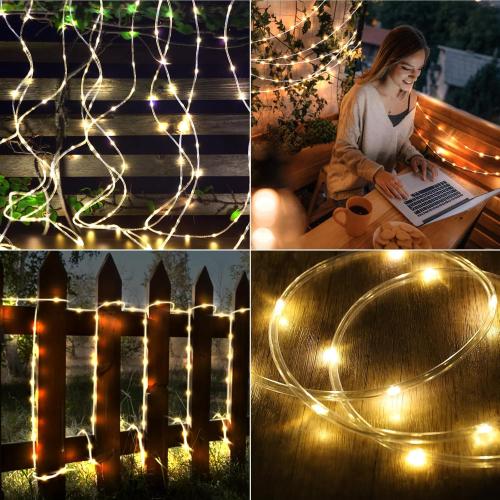 WIND STAR Solar Rope Lights Outdoor, 72FT 200 LED Solar Powered Tube String Lights Decorative with Remote, 8 Modes IP67 Waterproof, for Yard Garden Fence Party Camping Wedding, Warm White