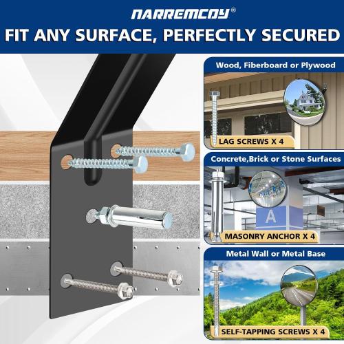 20 HD Acrylic Convex Mirror | 160° Adjustable Wide Angle View, Leather Frame & ABS Back, Blind Spot Mirror for Garage, Warehouse, Driveway, Store & Office