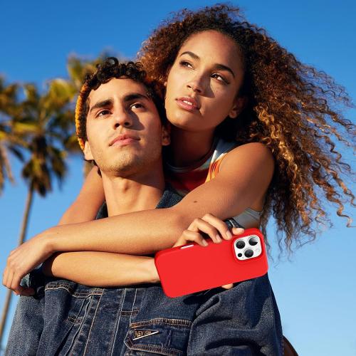 DOMAVER Case for iPhone 16 Pro Max 6.9'' Smooth Liquid Silicone Soft Gel Rubber Microfiber Lining Cushion Cover Shockproof Protective Phone Cases Compatible with iPhone 16 Pro Max - Red