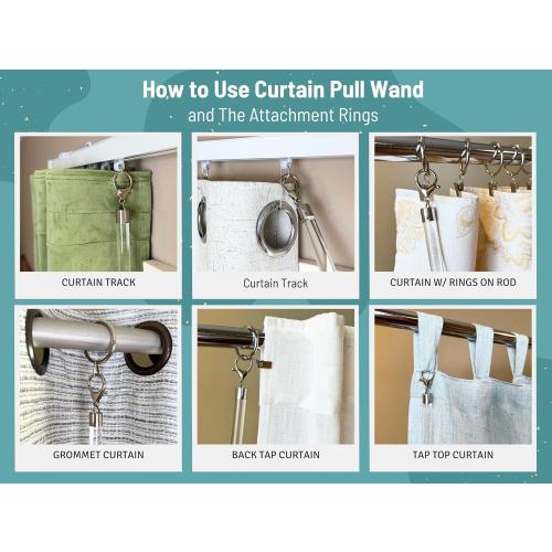 24 inch (4 Pack) Steel Cap Round Base Acrylic Curtain Pull Wand - Clear Curtain Wand - Invisible Drapery Wand - Drapery Pull Rod (24 Inch)