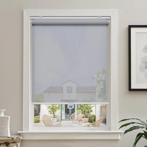 Grey Cordless Roller Shades for Windows Light Filtering Shades with 5% Openness Solar Screen Semi Sheer Roller Blinds UV Protection for Office and Home. Easy to Install 72 W x 72 H (Grey)