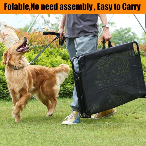 Elevated Raised Dog Bed Cot with Breathable Mesh,Folding No Assembly, Indoor/Outdoor Travel Outside Cooling Camping Dog Beds Pet Hammock for Large Dogs, Black