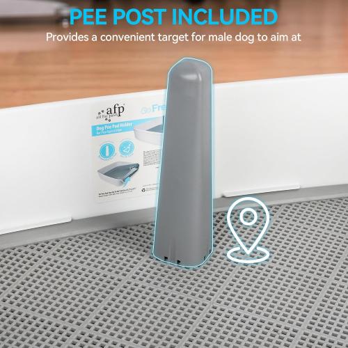 ALL FOR PAWS Dog Pee Pad Holder with Removable Post, 23.6 Indoor Dog Potty Training Tray, Puppy Toilet Litter Box for Small to Medium Sized Dogs