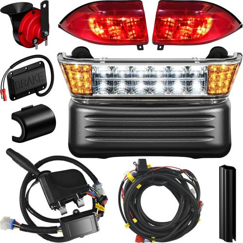 Deluxe Golf Cart LED Light Kit for Precedent 2004-Up Electric Models, 12V Street Legal Club Car Precedent Light Kit with Headlight Taillight Turn Signal Hazard Light Switch Horn Brake Pad