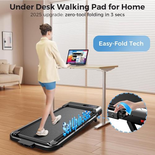 Walking Pad with Incline, 2.5HP Walking Pad Treadmill, 3 in 1 Portable Under Desk Treadmills for Home Small Space, Foldable Folding Home Treadmill with Remote Control, 350LBS Capacity