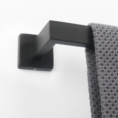 NearMoon Towel Bar, Bath Accessories Premium Thicken Stainless Steel Square Shower Towel Rack for Bathroom, Towel Holder Wall Mounted(1 Pack, Matte Black, 24 Inch)