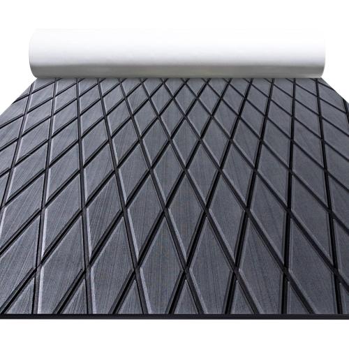FOCEAN Boat Flooring EVA Foam Boat Decking Marine Mat Non-Slip Self-Adhesive Flooring Sheet for Motorboat Kayak Surfboard Garden Swimming Pools, 94.5''x 47.2'', Dark Grey with Black Lines