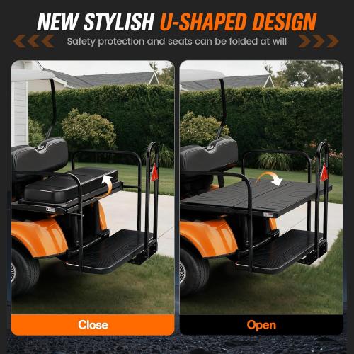 Golf Cart Rear Seat Grab Bar, Fits Club Car EZGO Yamaha(2 2) /(4 2) Passenger Golf Cart with Metal Footplates, Universal Golf Cart Safety Grab Bar, Detachable & Easy to Install