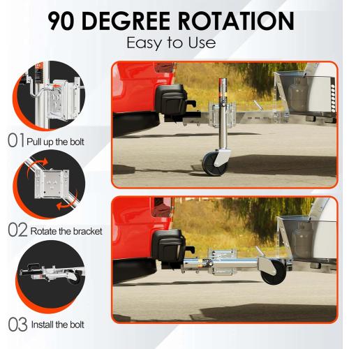 2000 lbs Trailer Jack with Dual Wheel, Heavy Duty Swivel Boat Jack, 12 Lift, Bolt-on Tongue Trailer Jack for RV Boat Trailers