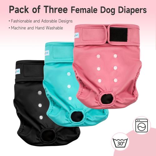 Paw Legend Washable Reusable Female Dog Period Diapers for Heat Doggie Puppy Diapers for Female Dogs (3 Pack,X-Large)