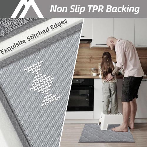COSY HOMEER Kitchen Rugs Washable Non Slip Kitchen Mats for Floor Absorbent Kitchen Carpet 20 x 32 Soft Rugs for Kitchen,Sink Mat,Entrance,Area Rugs,Grey