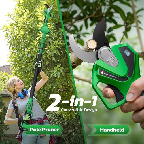 NEXON Cordless Electric Pruning Shears, 2-in-1 Tree Trimmer & Pole Pruner, 1.6 Cutting Capacity, 4000mAh Battery, Brushless Motor, Compatible for Makta 20V Battery, Garden Branch Cutter