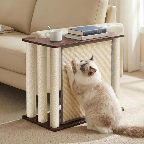 Veehoo Couch Protector from Cat Claws, Couch End Table with Cat Scratch Panel and Scratching Posts, Pet Corner Sofa Side Table Scratcher, Back Walnut, Left‼️used‼️