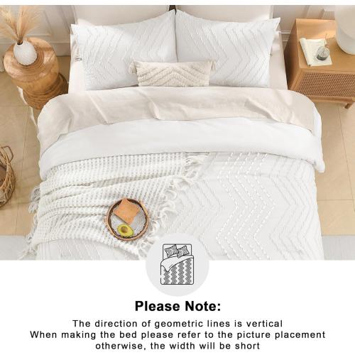 Andency White Twin/Twin XL Comforter Set, Twin Bed Comforter for College Dorm Girls Boys Kids Boho Soft Warm Cute Comforter, 2 Pieces Aesthetic Chevron Bohemian Bedding Set