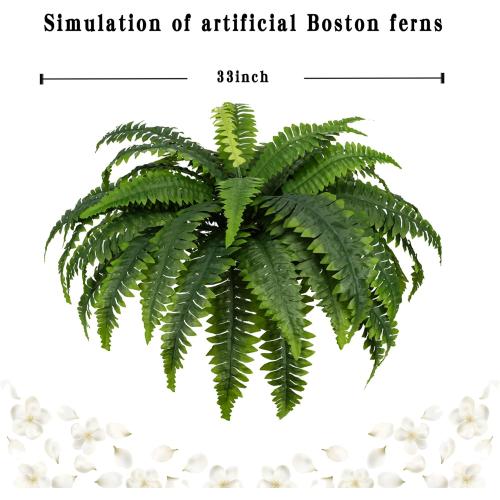 2pack 33 Inch Fake Ferns - Set of 2 Artificial Fern,35 Leaves for Each Bouquet - Indoor/Outdoor Faux Boston Fake Fern Bush Plant for Home, Office, Garden Decoration.33Inch…