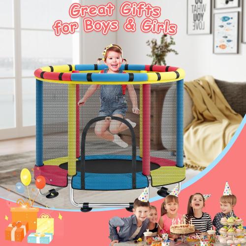 Trampoline for Kids, 47 Small Indoor & Outdoor Toddler Trampoline, Age 1-8 | Safety Enclosure Net, Baby Mini Recreational Trampolines, No-Gap Design, Play Gym, Birthday Gifts for Children & Boys & Girls