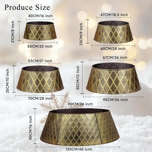 Lanpn Metal Christmas Tree Collar 24 inch, Christmas Tree Ring Collar for Small Mini Pencil Xmas Stand Cover Real Artificial Trees Indoor Outdoor Decoration (Gold, Diamond)