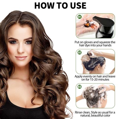 Brown Hair Dye Shampoo for 100% Gray Coverage - 3 IN 1 Hair Color Shampoo with Argan Oil & Ginseng, Ammonia & Paraben Free, Long Lasting Semi-Permanent Natural Color for Women & Men